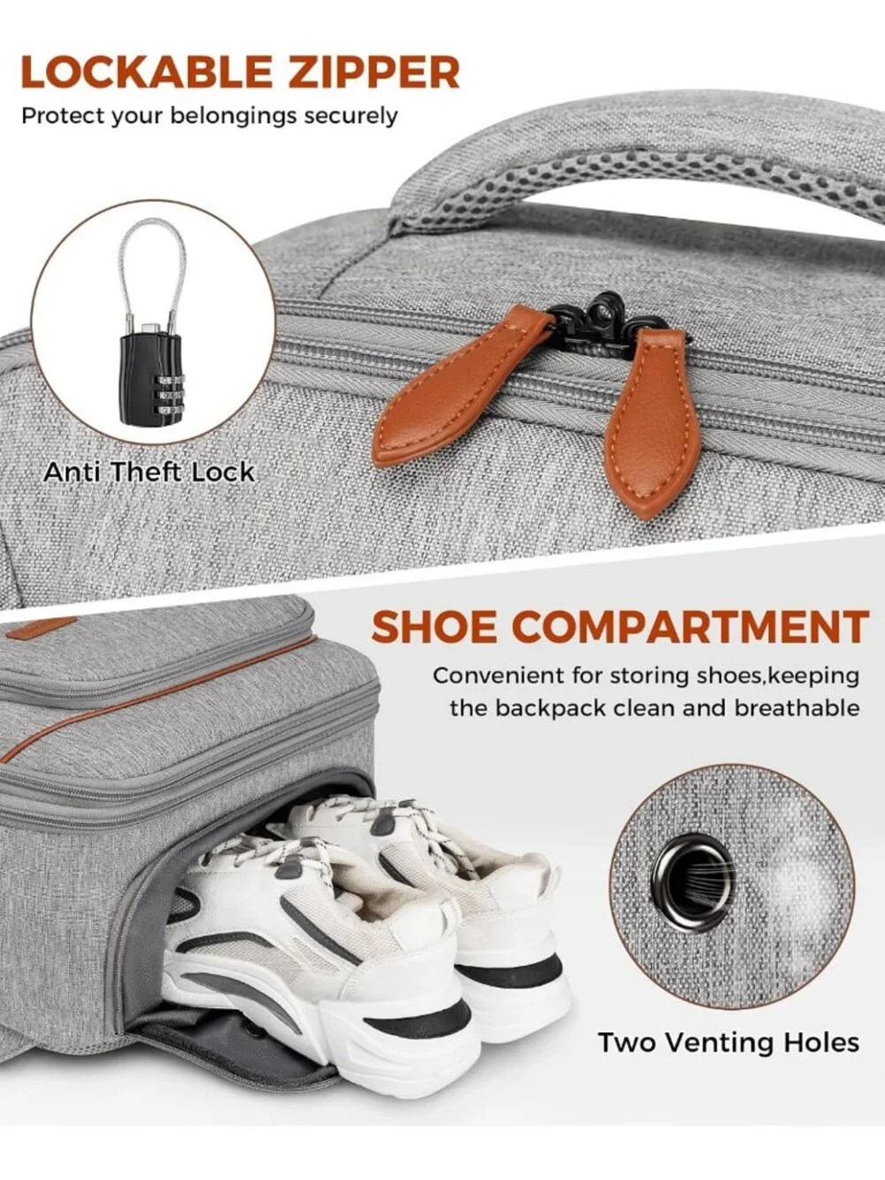 Expandable 40L Travel Backpack with Packing Cubes, Laptop Compartment & Shoe